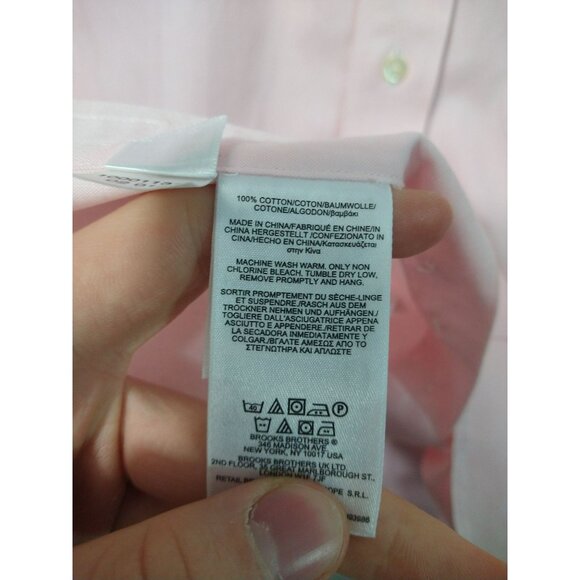 Brooks Brothers Shirt Mens 16.5 4/5 Pink Long Sleeve Button Up Non Iron 346 - Picture 8 of 9